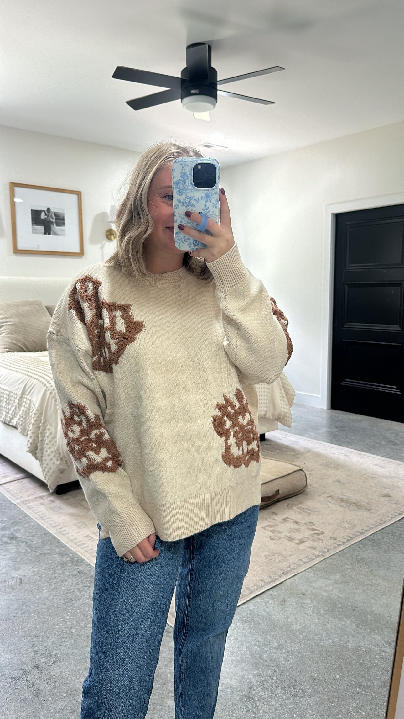 Almond Floral Sweater