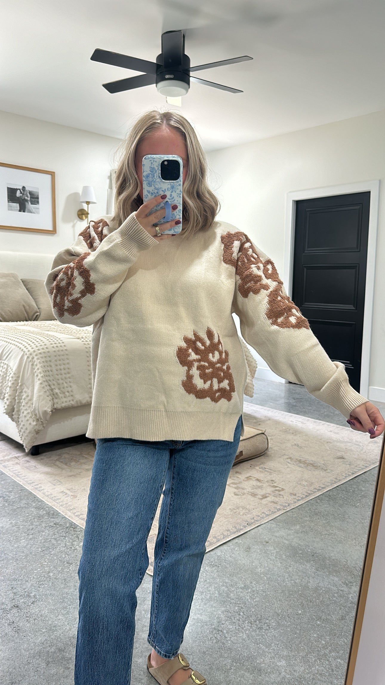 Almond Floral Sweater