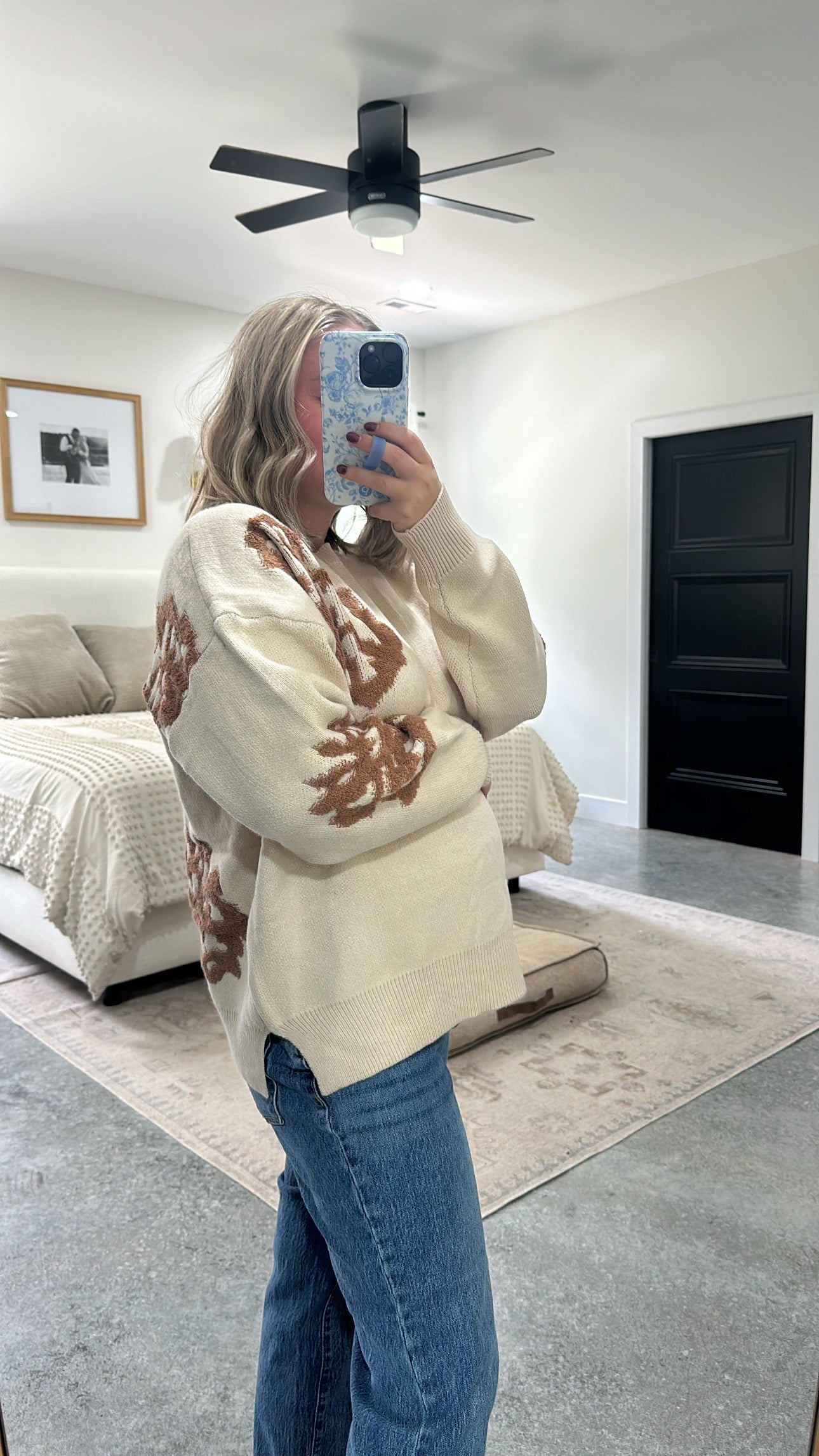 Almond Floral Sweater