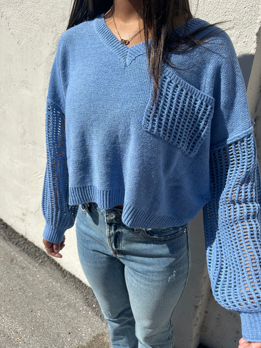 Denim Open Knit Sweater