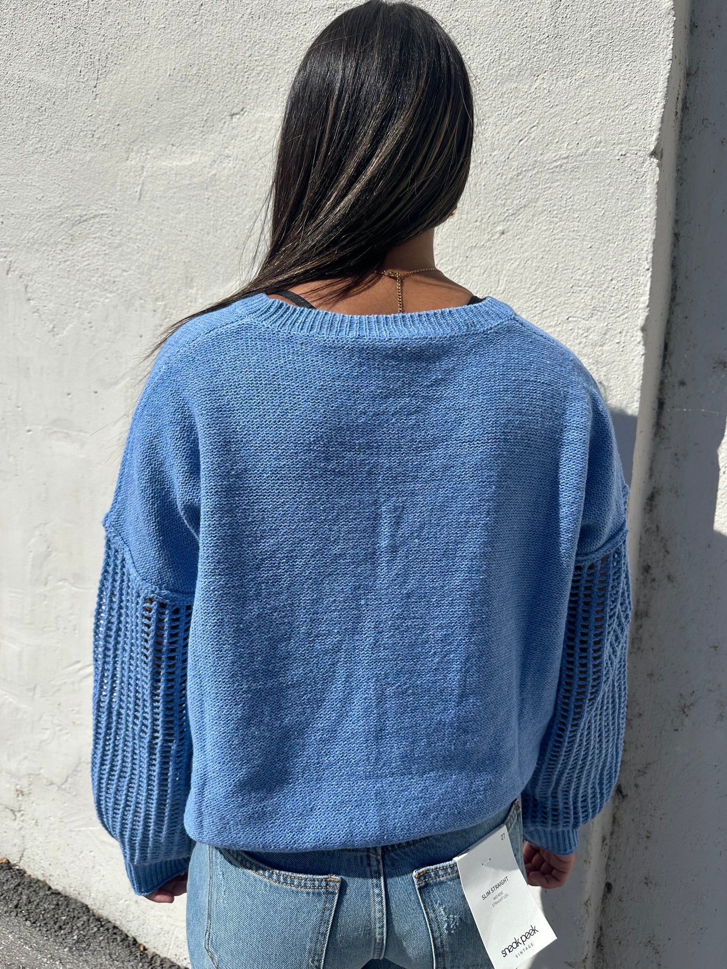 Denim Open Knit Sweater