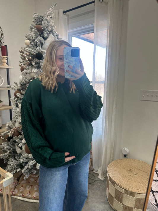 Evergreen Cable Sleeve Sweatshirt