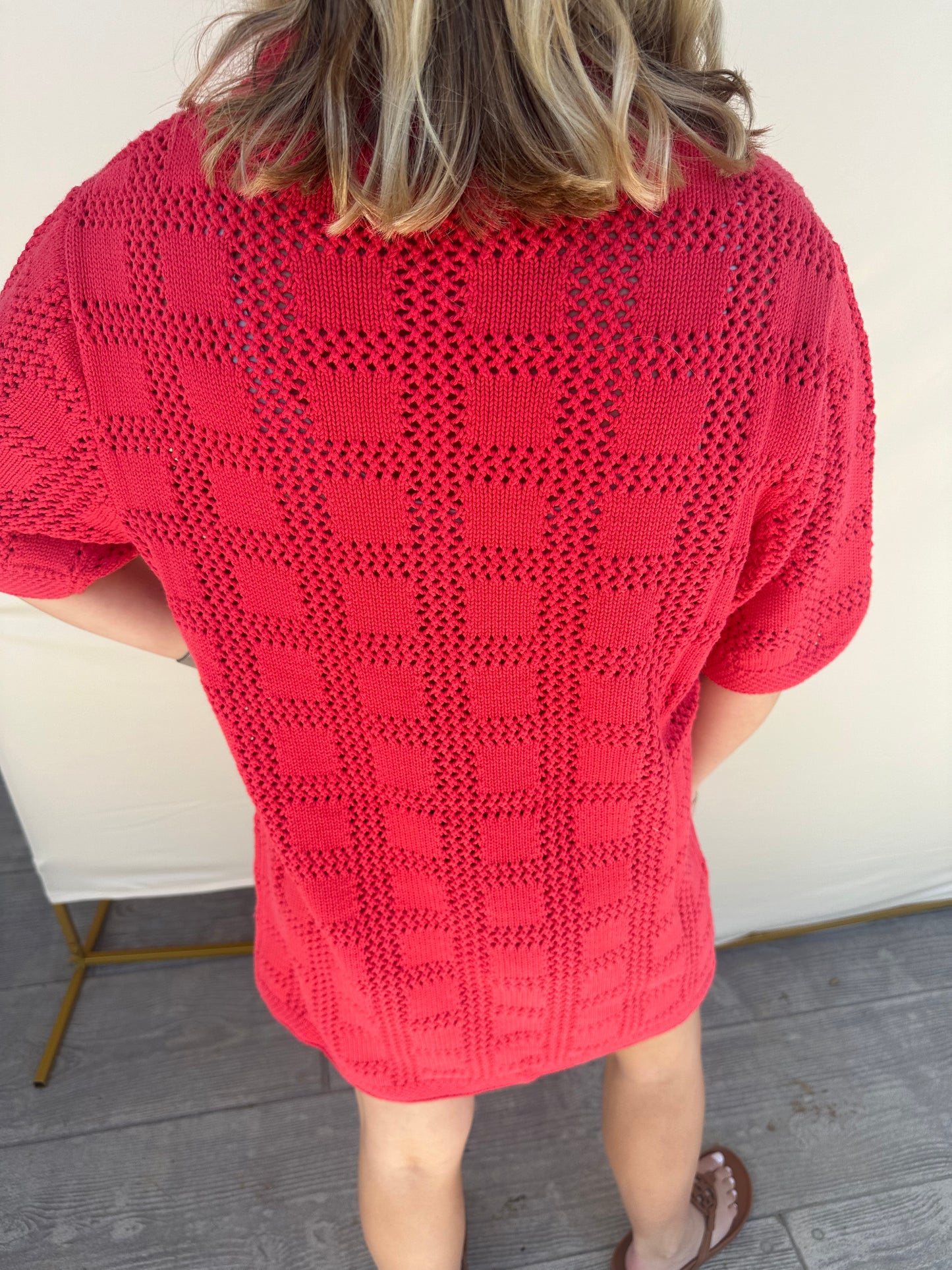 Coral Crochet Mini Dress