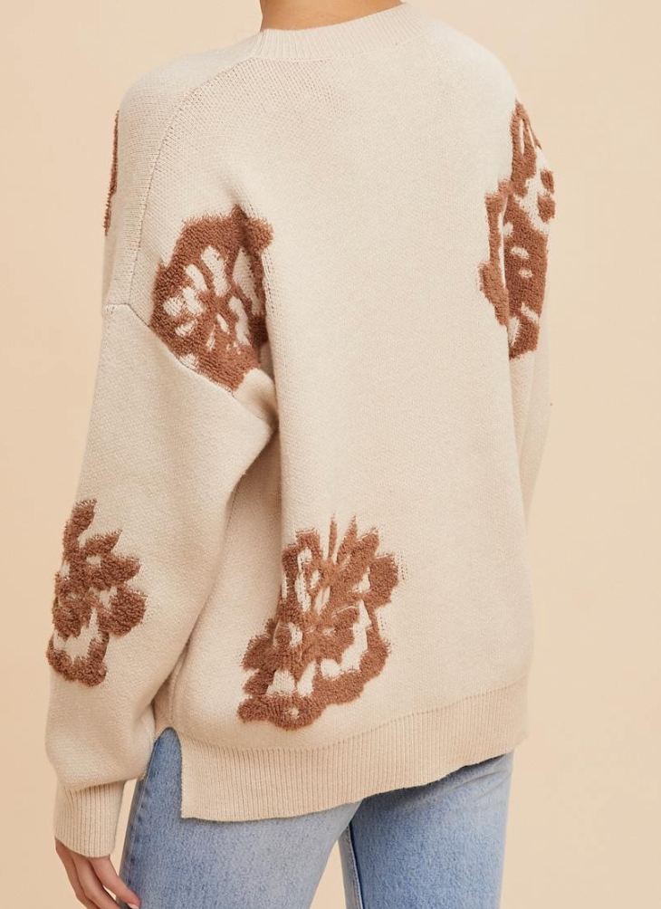 Almond Floral Sweater